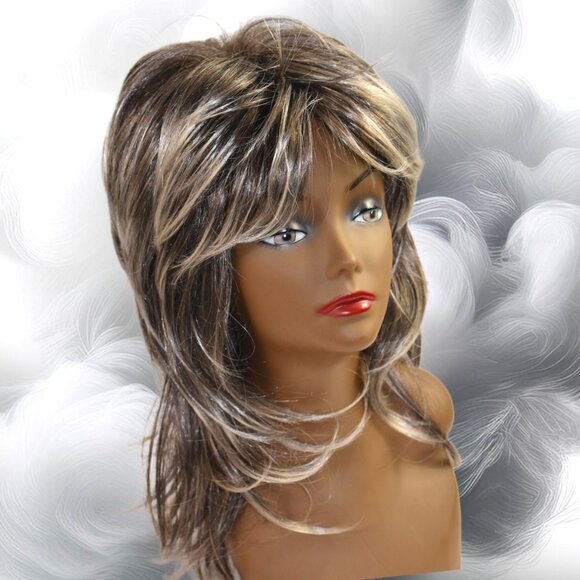 Hivision 100% Synthetic Long Two Tone Gray Layered Wig - Picture 1 of 6